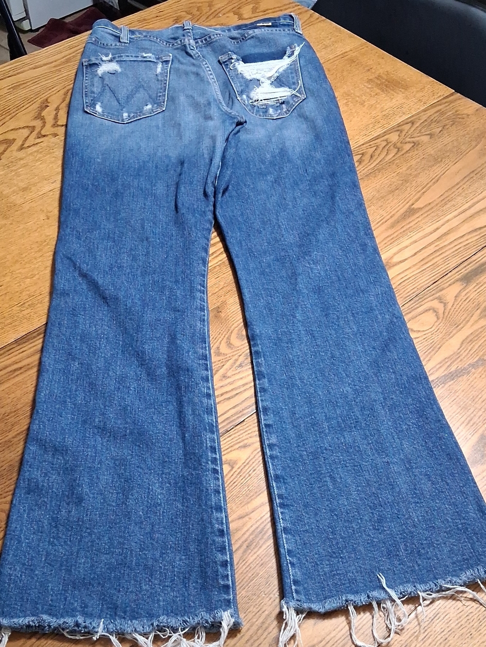 MOTHER Jeans Womens 29 BLUE WEEKEND TRIPPER BUTTON FLY Bootcut Flare Kick Used - Picture 2 of 8